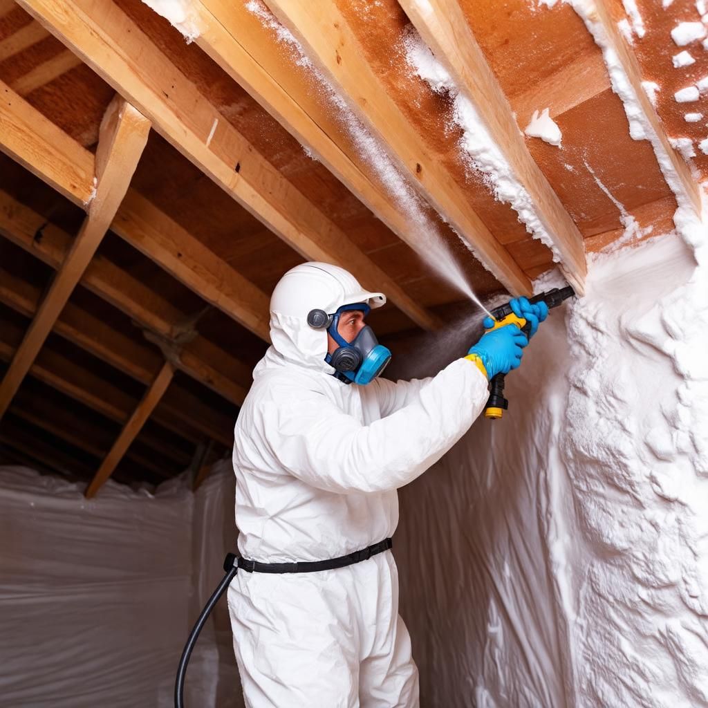A spray foam contractor applying insulation, unable to answer a call mid-job