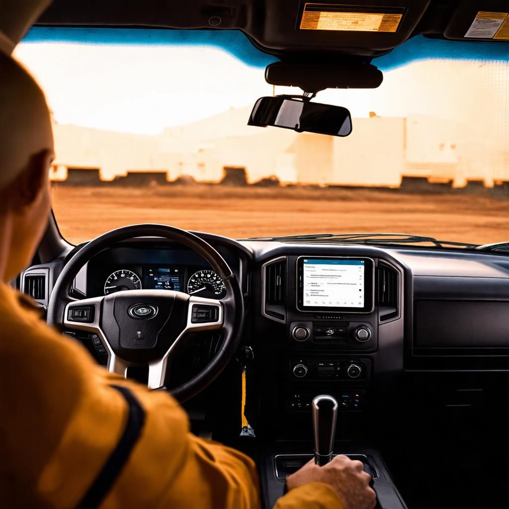 A phone ringing unanswered on a work truck dashboard